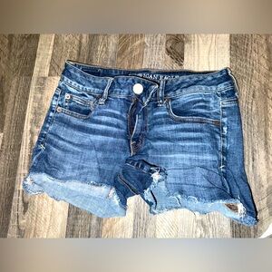 American Eagle Super Stretch Shorts Womens Cut Off blue jeans
